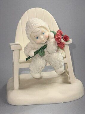 Vintage Snowbabies Department 56 Christmas Figurine Love You Whole Bunch Roses